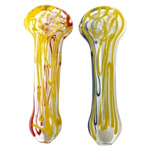 4" Clear Delight Striking Lines Hand Pipes - 2Ct [RKD63]